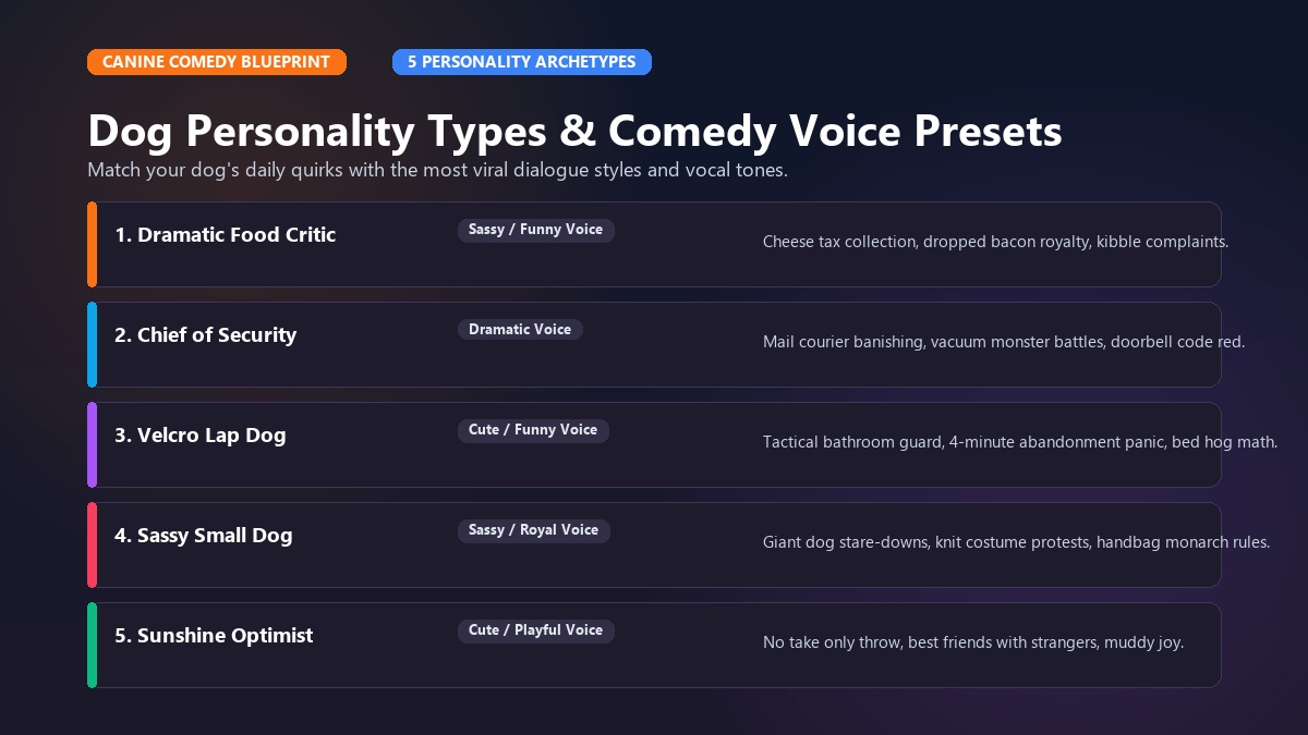 Dog Personality Types & Comedy Voice Presets