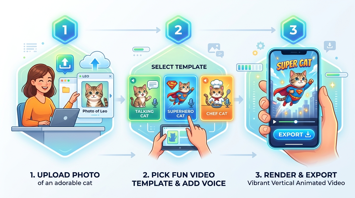 3-Step AI Cat Animation Creation Workflow